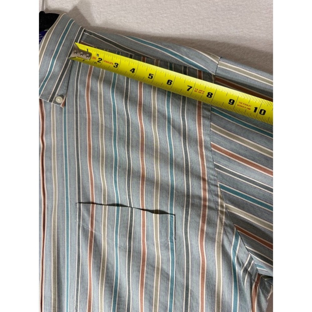 Allen Flusser Shirt Men Large Multicolor Striped 100% Cotton Button Down Pocket - Picture 4 of 13